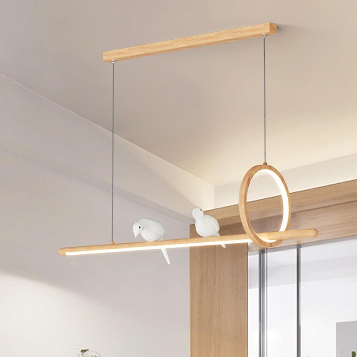 Suspension de hauteur réglable en bois pour éliminer les ombres sur table de cuisine