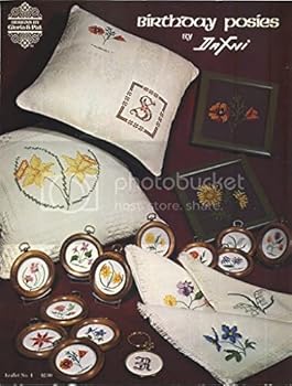 Birthday Posies By Dafni for Designs By Gloria & Pat, Cross Stitch Chart for Monyhly Flowers and Lovely Monogram Needlework Lettering Duos Leaflet
