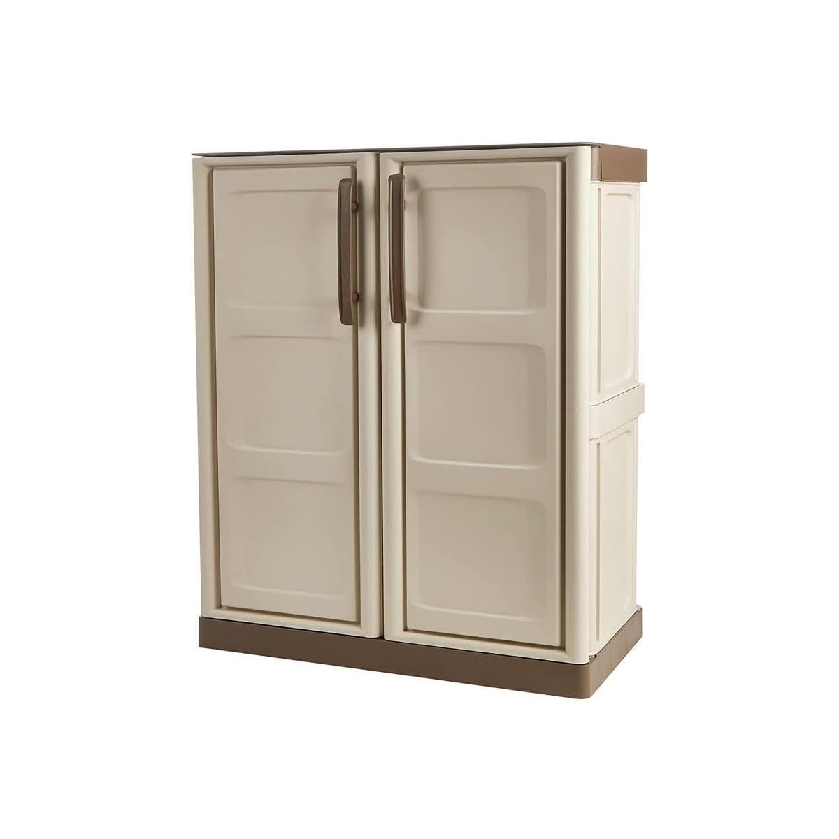 INTEC - Armoire de Rangement Garage Atelier - Armoire Basse 2 Portes et 1 étagère Polypropylène 70 x 39 x 85.5cm Charge 20 kg