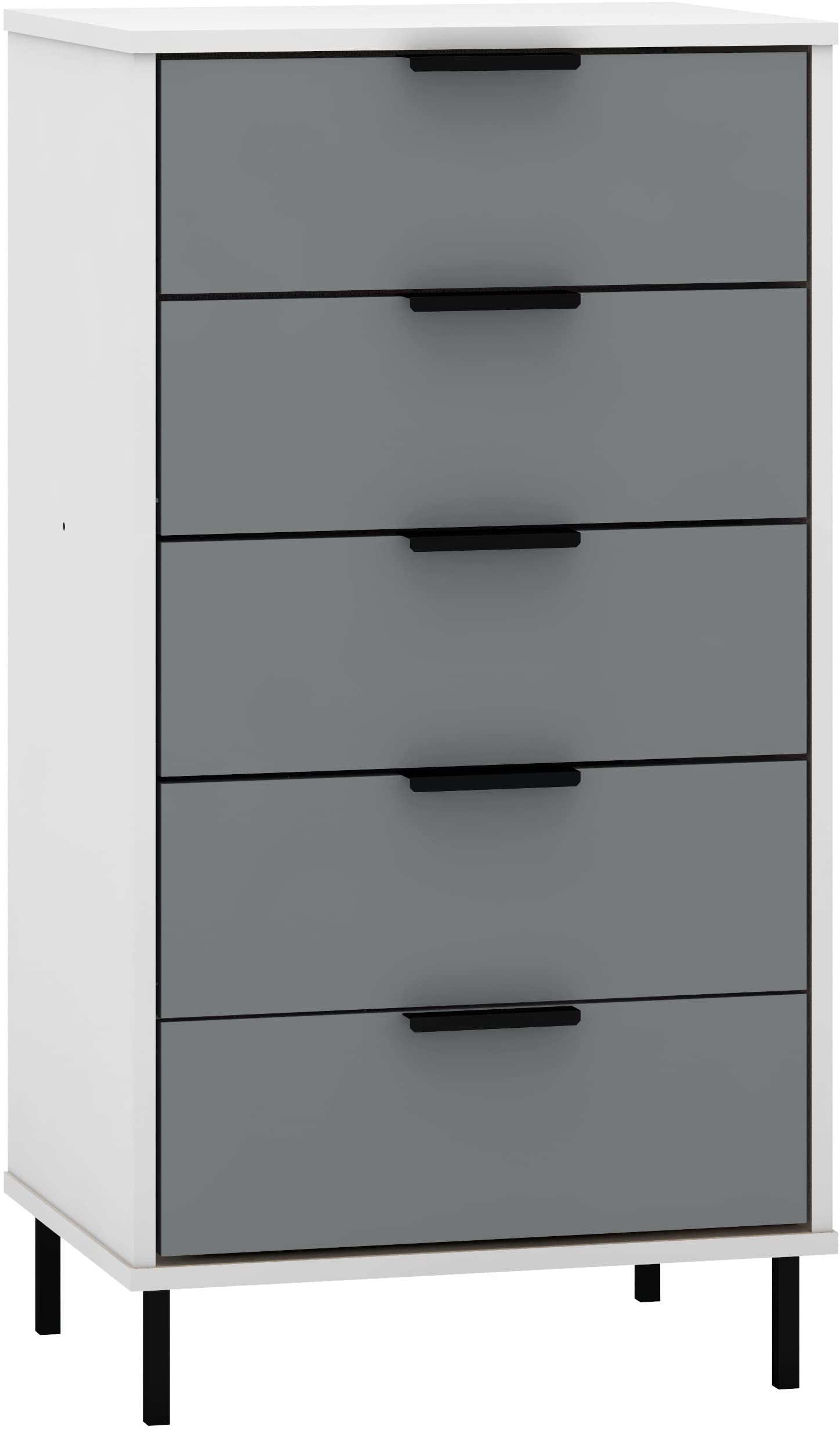 Seconique Madrid 5 Drawer Chest Of Drawers In Grey And White Gloss Finish White,Grey