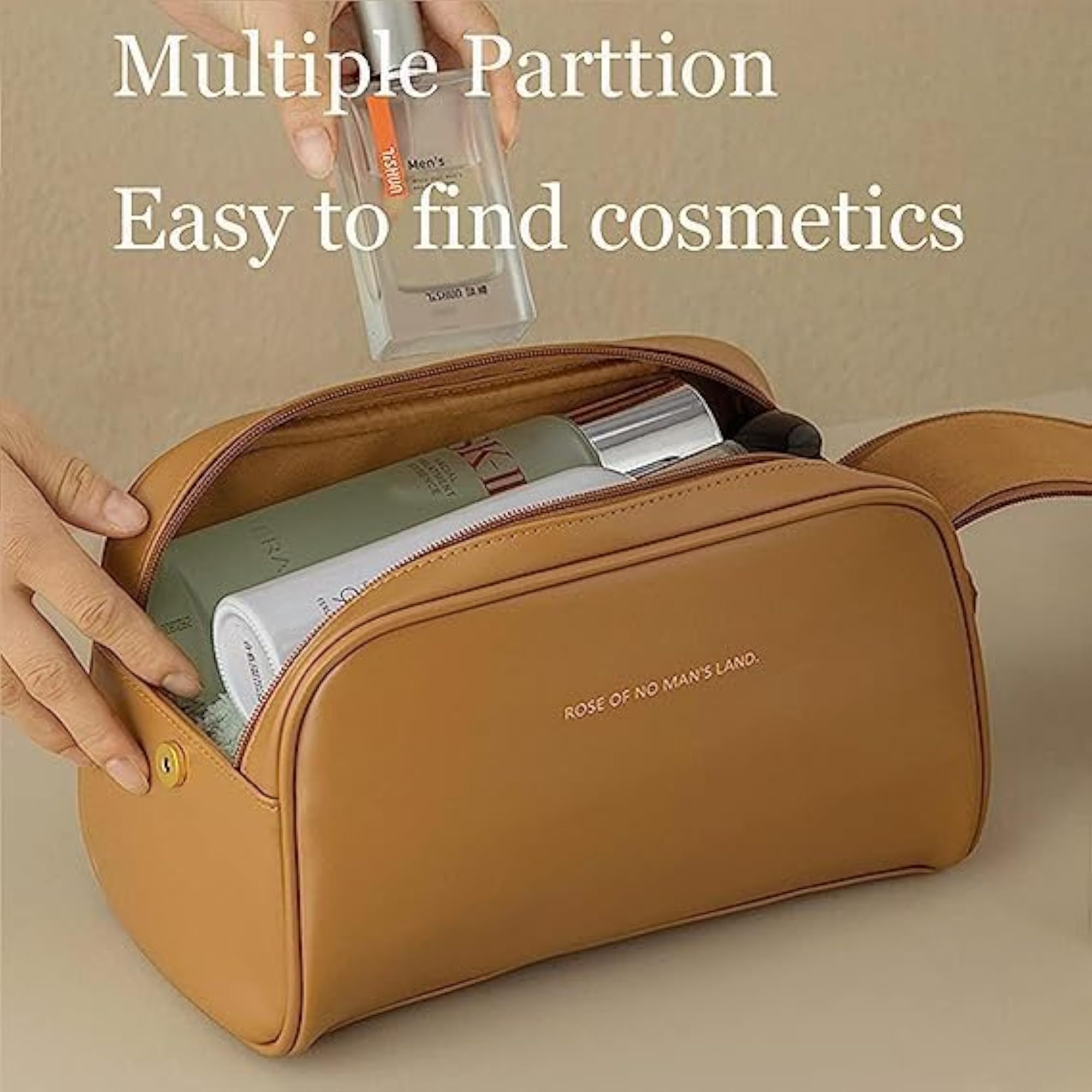 Double Chain Travel Makeup Bag, Large Capacity Cosmetic Organizer