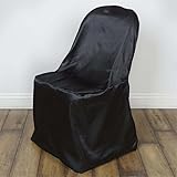 Efavormart Black Shinny Satin Folding Chair Covers Dinning Event Slipcover for Wedding Party Banquet Catering