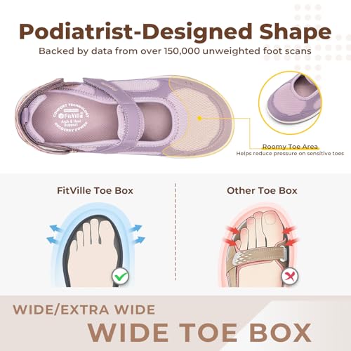 Image of FitVille Diabetic Shoes for Women Extra Wide Diabetic Womens Sandals, Walking Shoes with Adjustable Closures Arch Support, Orthopedic Sandals for Flat Feet Heel Pain Relief,Plantar Fasciitis