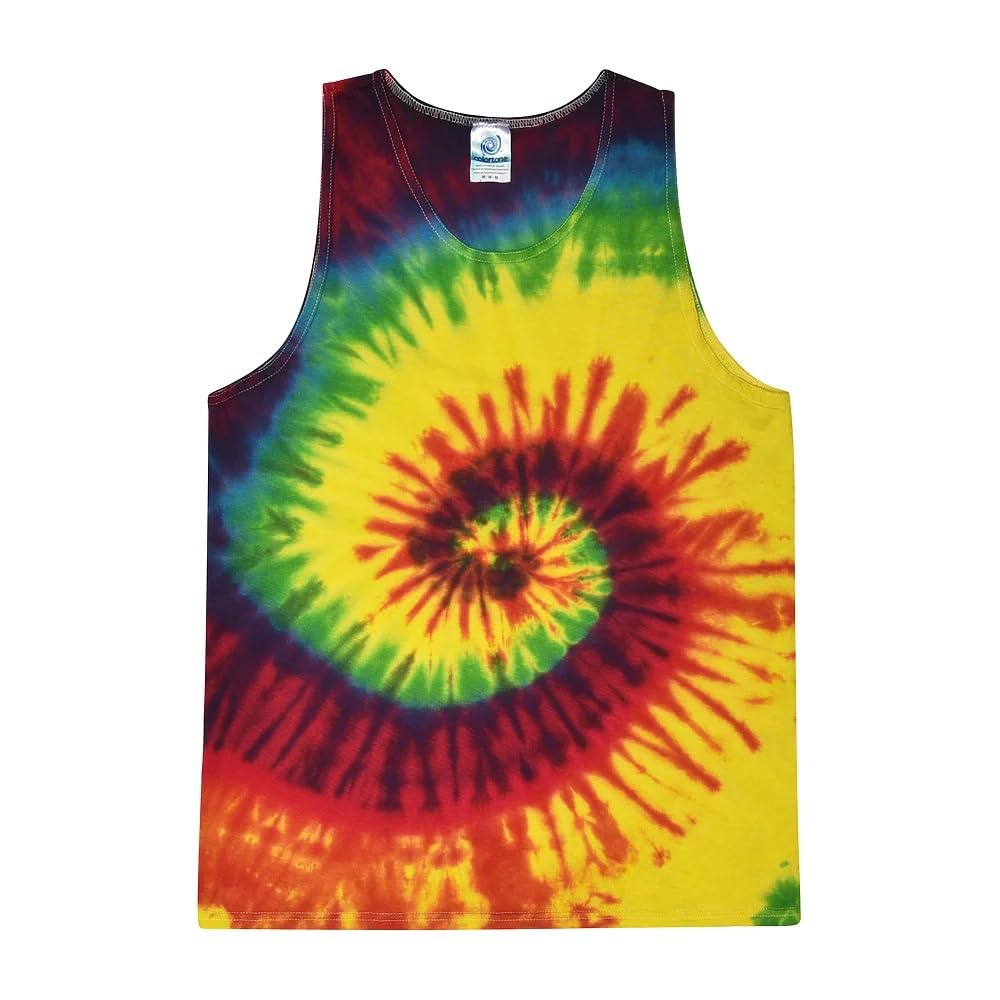 Colortone Unisex Batik Tanktop – Handgefärbtes Batik-Design, Rainbow