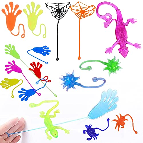 Manos Pegajosas Juguete, 18pcs Juguetes de Fiesta, Juguete de Mano pegajoso niños, Juguetes pegajoso para cumpleaños Infantiles, artículos Fiesta, para Favores de Fiesta de Halloween Navidad y Niños