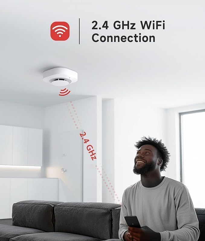 Miniatura 4 de Detector de humo inteligente con batería reemplazable, detector de humo Wi-Fi, notificaciones de aplicaciones en tiempo real, paquete de 3