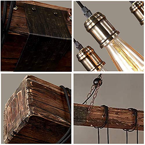 Kjlars Farmhouse Chandelier Wood Hanging Industrial Pendant Lighting Vintage Ceiling Light Fixture 10 Light For Pool Table Kitchen Island Bar Bedroom Dining Living Retro Hanging Lamp  thumb #7