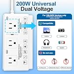 220v to 110v Travel Voltage Converter: International Universal Voltage Converter US to Europe Power Strip Plug Transformer - 2000W Electric Hair Dryer Step Down Outlet Converters for European UK EU