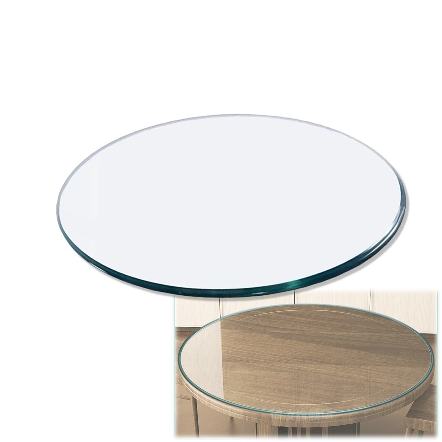Round Glass Table Top 11in - 24in, Tempered Clear Glass 1/4" Thick Beveled Polished Edge, Replacement Top for Dining, Coffee, Office, Side Table(28cm/