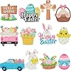 12 pieces of easter retro hanging wooden ornaments craft rabbit egg jesus classic home wall and window ornaments spring home decoration hanging party indoor decoration  urban country home decor