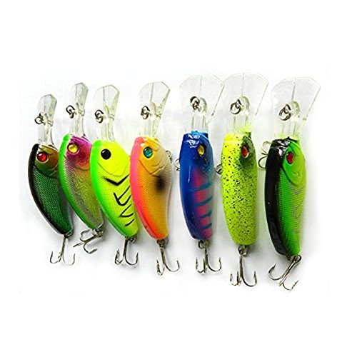 LENPABY 7pcs/lot Shallow Diving Crankbait Fishing Lures Fresh Water Bass Walleye Crappie Hard Bait...