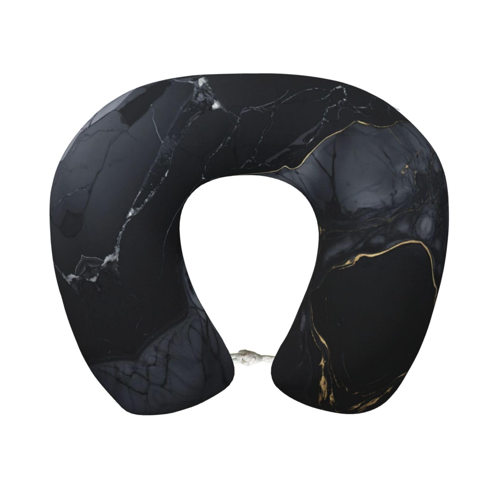peiyeety Black Marble Print Custom U-Shaped Pillow,Memory Foam Cervical Neck Travel Pillow,for Home,Camping,Travelling