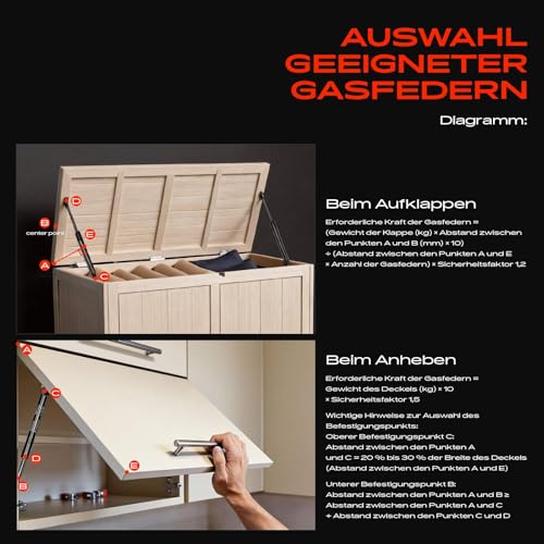 Frankberg 2x Universal Gasdruckdämpfer Gasdruckfeder 270N 500MM 200MM Einzel-Kugelkopf Für Möbel Wohnmobil Markisenstangen Zeltstangen Schränke Werkzeugkästen Stauraumabdeckungen