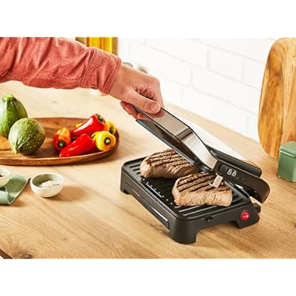 Tefal Inicio Compact 2-in-1 Kontakt- und Paninigrill, 1000 W, kompaktes Design, Edelstahlgehäuse, Saftauffangschale, antihaftbeschichtete Grillplatten, Edelstahl/Schwarz, GC270D10 – Bild 6