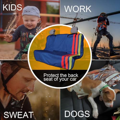 Image of Back Seat Cover for Car Trucks Van SUV,Waterproof Rear Bench Towel Seat Covers for Dogs and Kids,Automotive Backseat Protector (Racing Stripes)