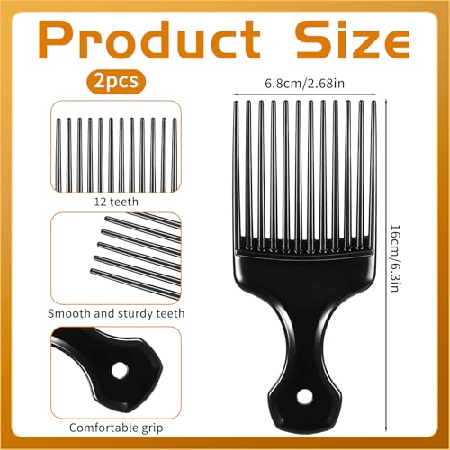 2 Peines Afro Pick de Plástico para Cabello Rizado miniatura 2
