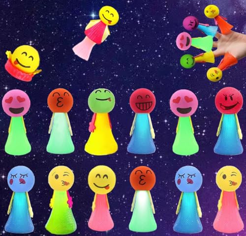 Vomkela 12 pezzi LED a forma di piuma luminosa, regalo di compleanno per bambini, regalo di compleanno, emoticon, giocattolo luminoso per bambini, accessori per feste di Natale per bambini dai 3 ai 15