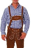Fashion4Young Herren Trachtenhemd Karohemd Trachten Hemd Kariert Lederhose Fit Langarm (S, Blau Weiß)