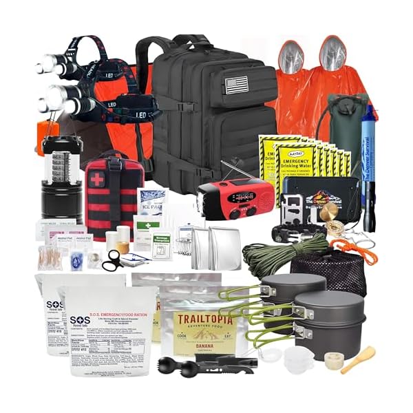 Denver: Premium 72 Hour Survival Backpack with Supplies - 2024 Model Bug Out Bag Backpack - Upgraded Go Bag Emergency Backpack w/Complete Tactical Survival Kit - Bug Out Bag Survival Kit for 2 Person