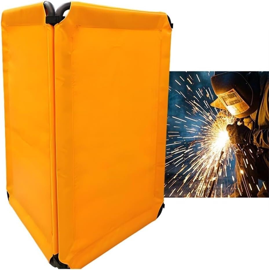 2-Panel Welding Screen with Frame - Portable Fireproof Curtain for Workshops & Job Sites