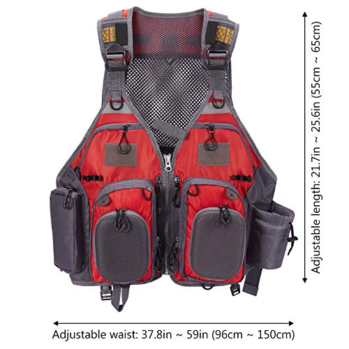 Image of BASSDASH Strap Fishing Vest Adjustable for Men and Women, for Fly Bass Fishing and Outdoor Activities