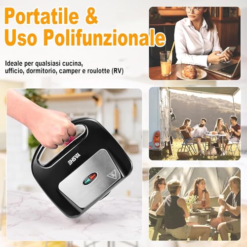 YASHE Macchina per Waffle, Piastra per Waffle Antiaderente, Waffle Maker Elettrico, 750W, Temperatura Automatica, Indicatori LED, Senza BPA, Nero - immagine 6