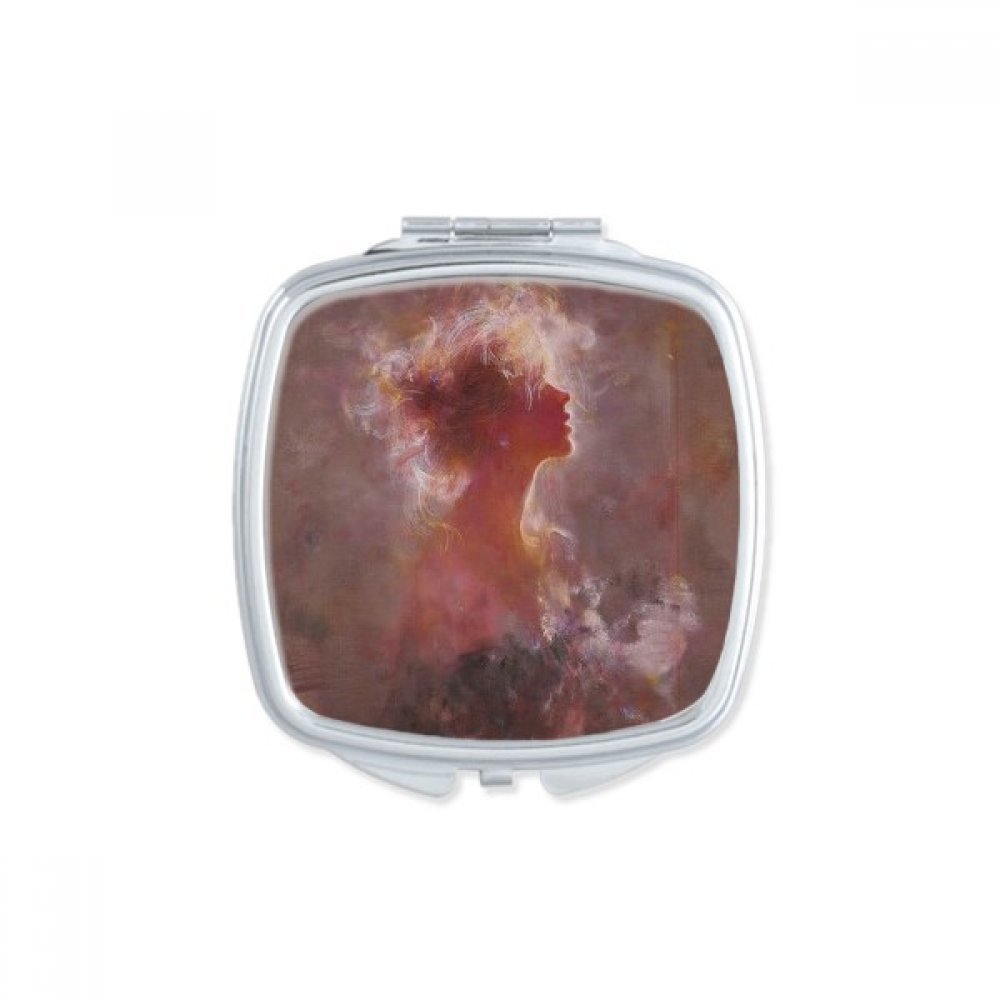 Miroir de maquillage compact peinture à l'huile carré de poche