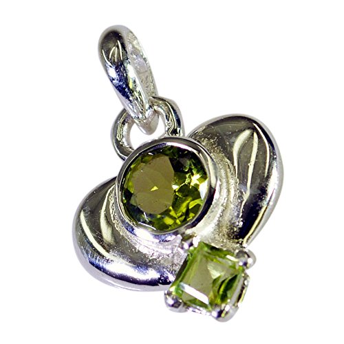 Pendentif Péridot Vert Naturel Argent Sterling Mixed Cut