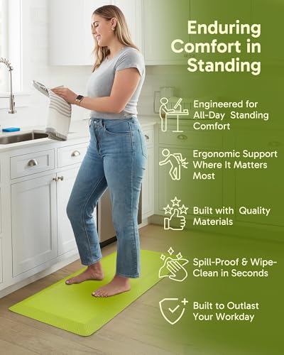 Image of Ophanie Kitchen mats for Floor, 3 /4 inch Thick, Kitchen Rugs, 20x39 Anti Fatigue Standing Cushioned Mat,Waterproof,Comfort Ergonomic mat for Office, Home,Sink with 99+ Pairs of Anti-Slip Bottom Ridges