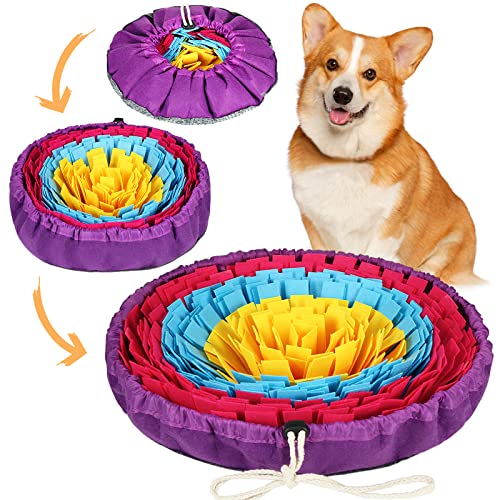 Vivifying schnüffelteppich für Hunde, Interaktives Schnüffelteppich Hund, Waschbar Intelligenzspielzeug für kleine und mittelgroße Hunde (Gelb, Blau & Rosérot)