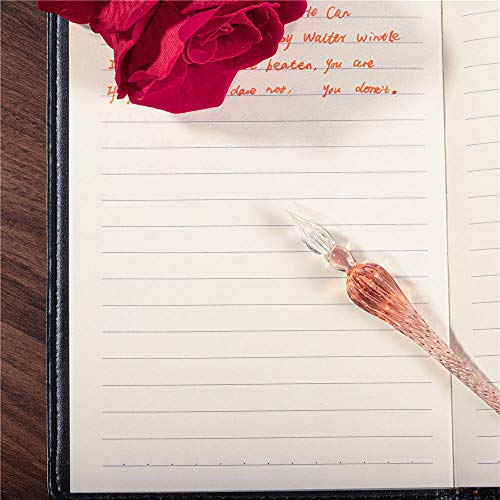 Molshine Handmade Glass Dip Pen Crystal Calligraphy Pen Signature Dipped Pen For Artist Women Men Teens,Writing Drawing Decoration Gifts (Pink) #TOP2