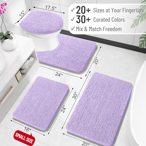 Image of OLANLY Large Bathroom Rugs 50x30, Extra Soft Absorbent Chenille Bath Rugs, Rubber Backing Quick Dry, Machine Washable Bath Mats for Bathroom Floor, Tub and Shower, Home Decor Accessories, Lavender