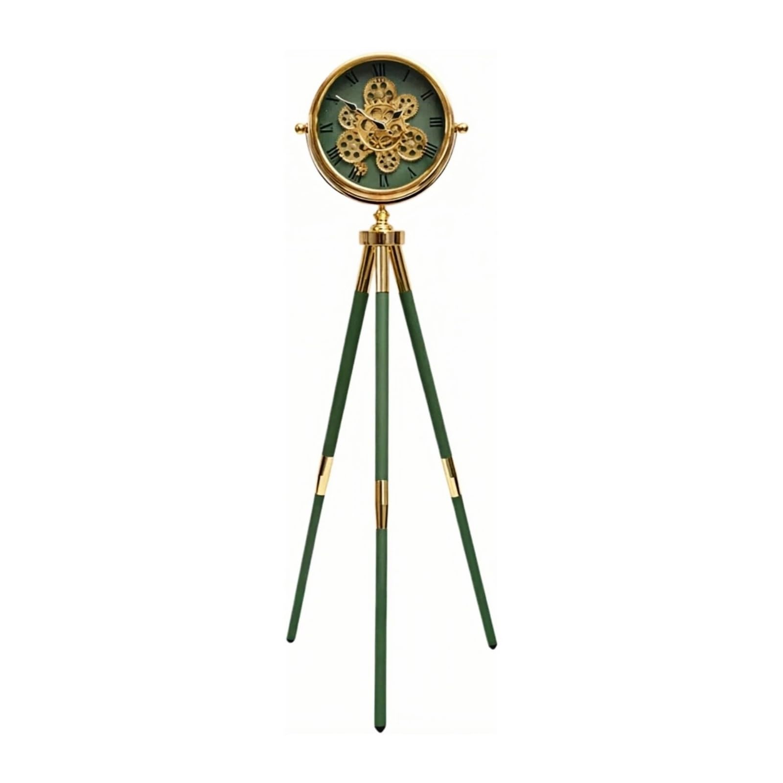 HLHLOP777 Grandfather Alarm Metal Floor Standing Clock Tripod Quartz Silent for Living Room and Office Floor Clock(Green)