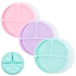 WeeSprout Suction Plates for Babies With Lids & Toddlers - 100% Silicone, Dinnerware Stays Put, Divided Design for Picky Eaters, Microwave & Dishwasher Friendly, 3 Pack