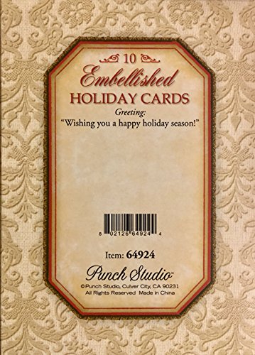 Punch Studio Boxed Set of 10 Embellished 3D Die Cut Holiday Cards, Penguin Season Greetings