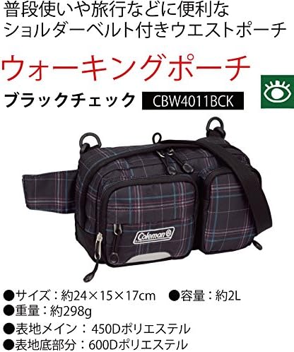 Amazon コールマン ウエストバッグ ウォーキングポーチ Cbw4011 ブラックチェック ウエストバッグ
