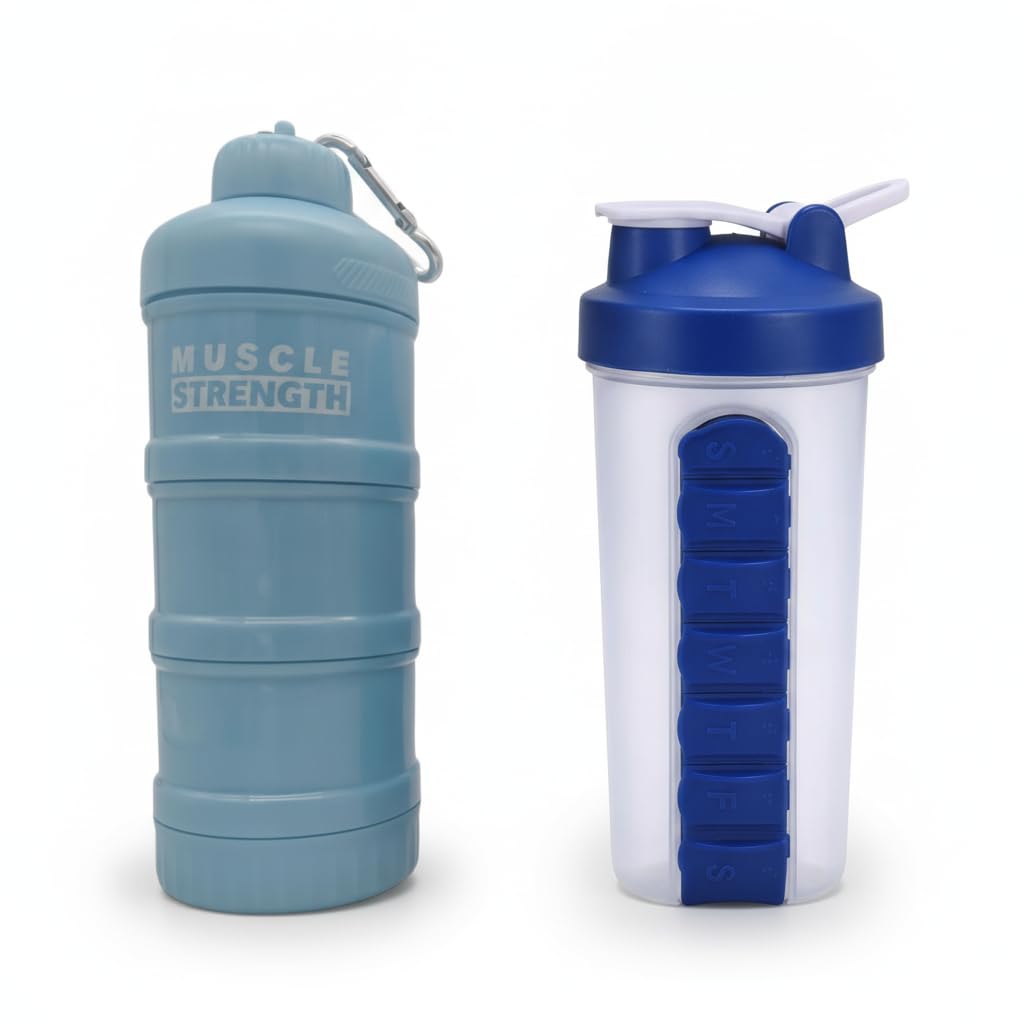 rockible Contenant de étanche pour Protéines en Poudre, Portable et Muni de Mousquetons, Idéal pour Le Sport, Les et Le Fitness. Bouteille Mélan