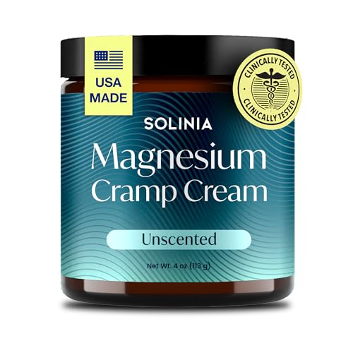 Solinia Magnesium Cream, USA-Made Unscented Magnesium Lotion for Feet, Mag Oil Body Butter, Foot Cream for Feet, Unscented Rub, 4oz
