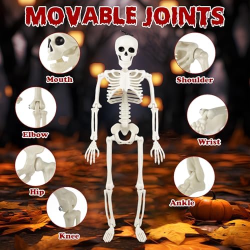 51P-o9Q-CGL._AC_ 【6 Pack Halloween Skeleton Decorations Outdoor】16 Inch Full Body Skeleton with Movable Movable Joints, Scary Halloween Props for Yard, Garden, Lawn, Haunted House, Cemetery Decor