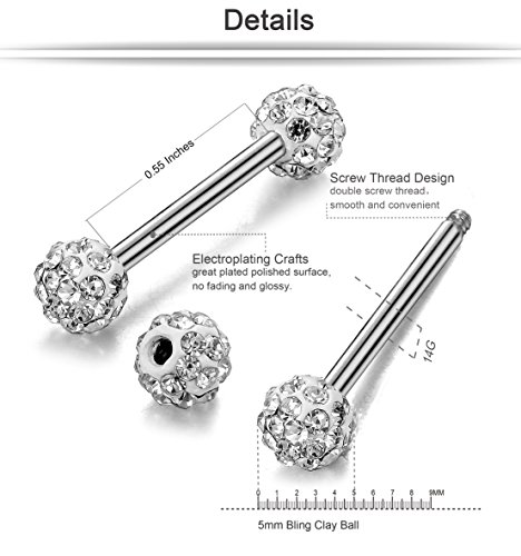 Orazio 8Pcs 14G 316L Stainless Steel Nipple Piercing Cz Barbell Belly Button Ring For Women #TOP1