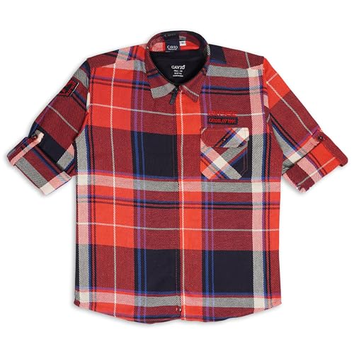 Image of CAVIO Boys Regular Fit Checkered Casual Shirt with T-Shirt
