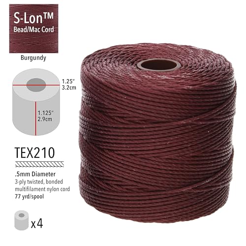 Cordón S-Lon #18 burdeos para tejer cuentas de ganchillo, Kumihimo y micro-macramé 4