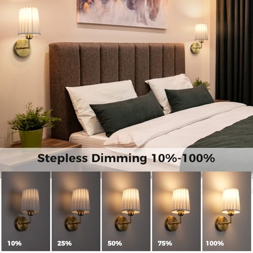 Image of Operated Wall Sconce Set of 2, 6500mAh Rechargeable Wall Sconces Operated Light Dimmable Powered Wall Lights with Black Gooseneck for Bedroom Living Room