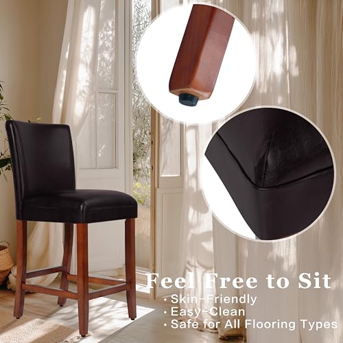 Image of HomePop Counter Stool, 29-Inch, Dark Brown Faux Leather