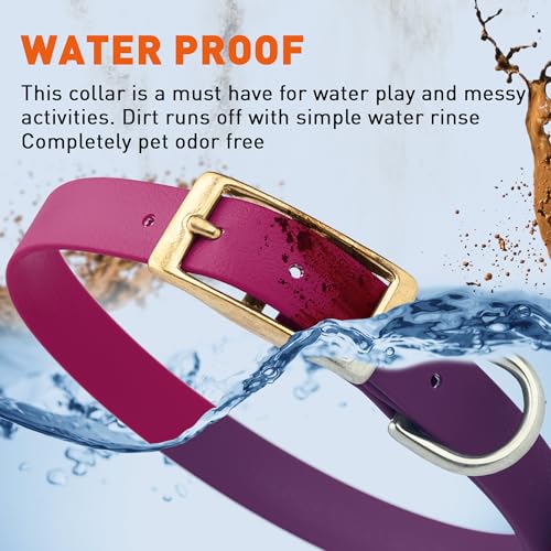 Image of Viper Biothane Heavy Duty Waterproof Dog Collar Strong Coated Nylon Webbing w /Solid Brass Hardware Odor-Proof Easy to Clean High Performance Fits Small Medium or Large Dogs, Magenta Pink