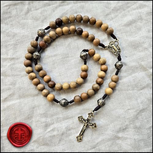 Wood Rosary - Elegantly Handmade Wooden Bead and Bronze Rosary Catholic or Christian Gift Rosaries - Thumbnail 6