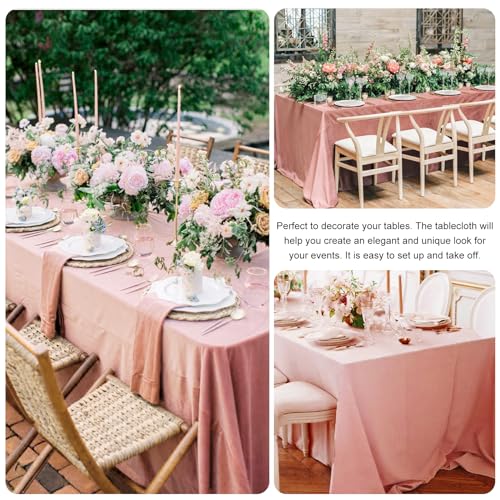 Image of 4 Pack Rectangle Tablecloth for 6 Foot Tables Washable Polyester Table Cover for Wedding Dining Table Parties Banquet(70x120 Dusty Rose)