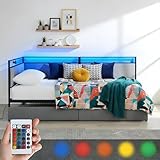 LED RGB Integrado y Puerto USB – Ambiente Personalizado y Conectividad: Crea una atmósfera única gracias a la iluminación LED RGB multicolor integrada, controlable por mando a distancia. Para leer, relajarte o como luz nocturna, elige el color que prefieras. El puerto USB integrado en el cabecero permite cargar fácilmente tu teléfono o tableta, manteniendo tus dispositivos esenciales al alcance
