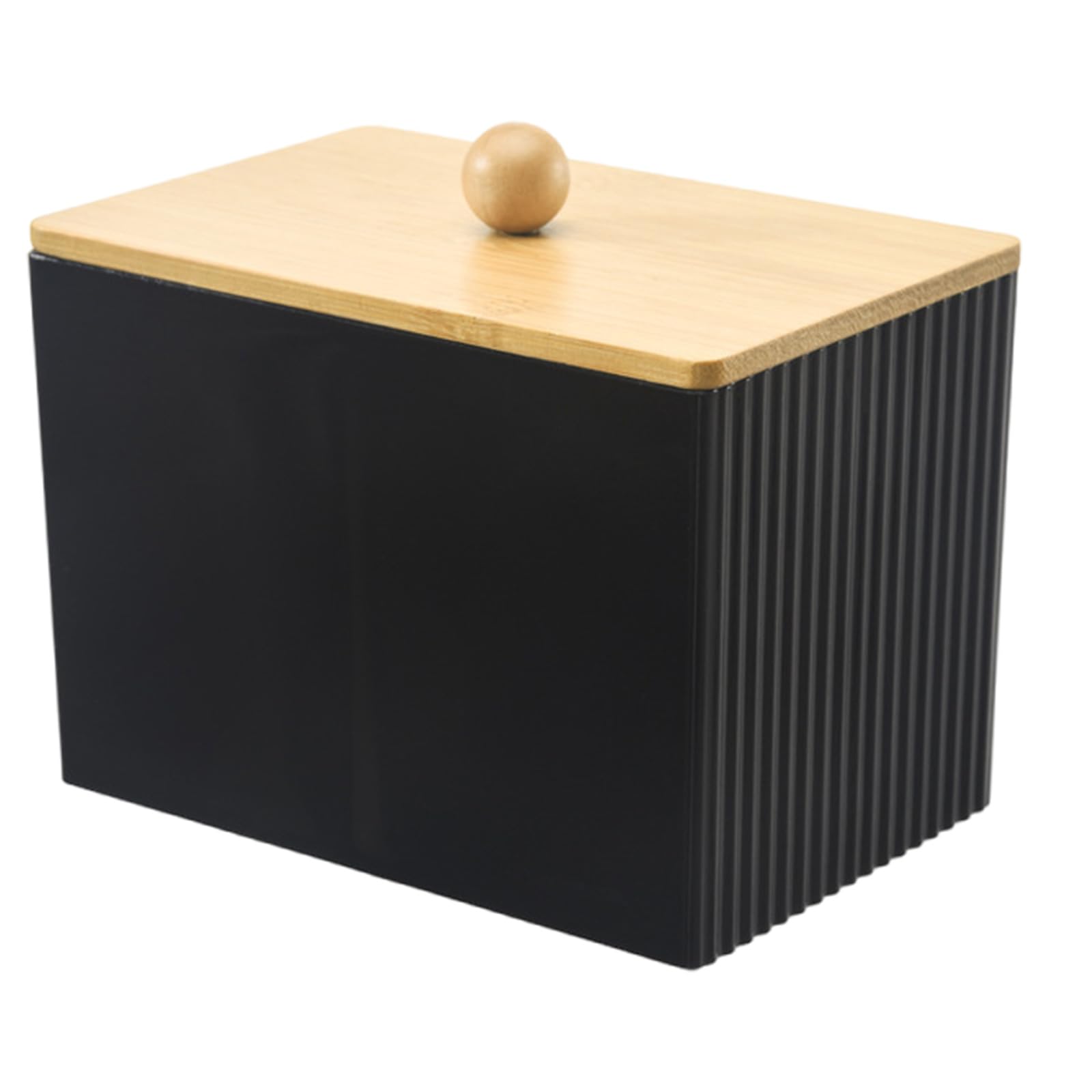 Uqezagpa Women's Black Multipurpose Bathroom Canister With Wood Lid For Cotton Swabs Dentals Flosses Cotton Pad And Hair Fashion Accessories Moistureproof Organizers