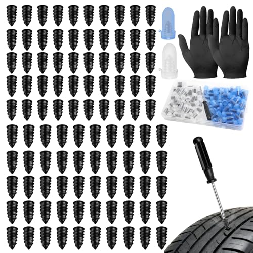Sheryl&Rain 100 Stück Vakuum Reifenreparaturset Nagel, Reifenflickzeug Auto Motorrad Nagel mit Schraubendreher und Handschuhen, 2 Größen Geeignet für Autos, Motorräder, Fahrräder (50S + 50L)​